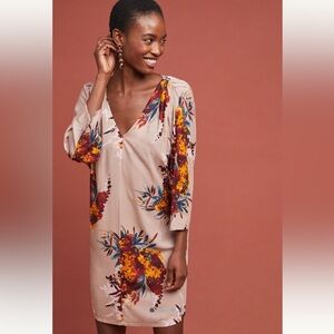 Anthropologie Floral Long Sleeve Dress - Multicolor
